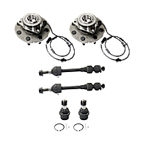 6-Piece Kit Front, Driver and Passenger Side Wheel Hub, ST, RWD, 8 Lugs, With Bearing, With Sensor,  Includes (2) Ball Joint, (2) Sway Bar Link, and (2) Wheel Hub