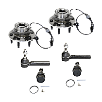 6-Piece Kit Front, Driver and Passenger Side Wheel Hub, 4WD, 6 Lugs, With Bearing, With Sensor,  Includes (2) Ball Joint, (2) Tie Rod End and (2) Wheel Hub