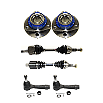 6-Piece Kit Front, Driver and Passenger Side Axle Assembly, Naturally Aspirated, With Standard Neoprene Outboard Boot, New, 3.4L 6Cyl  Includes (2) Axle Assembly, (2) Tie Rod End, and (2) Wheel Hub