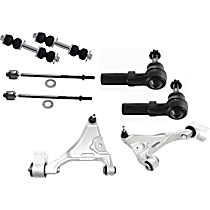 8-Piece Kit Front, Driver and Passenger Side, Lower Control Arm, includes (2) Control Arm, (2) Sway Bar Link, and (4) Tie Rod End