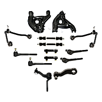 14-Piece Kit Front, Driver and Passenger Side, Upper and Lower Control Arm, Rear Wheel Drive,  Includes (4) Control Arm, (1) Idler Arm, (1) Pitman Arm, (2) Sway Bar Link, (2) Tie Rod Adjusting Sleeve, and (4) Tie Rod End
