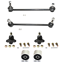 6-Piece Kit Front, Driver and Passenger Side, Lower, Rearward, Control Arm Bushing,  Includes (2) Ball Joint, (2) Control Arm Bushing, and (2) Sway Bar Link
