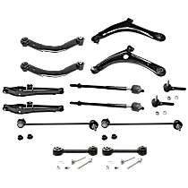 14-Piece Kit Front and Rear, Driver and Passenger Side, Upper and Lower Control Arm, 4WD/FWD, includes (6) Control Arm, (2) Lateral Link, (2) Sway Bar Link, and (4) Tie Rod End