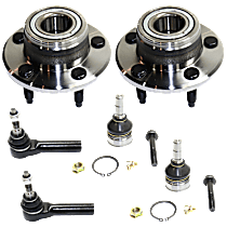 6-Piece Kit Front, Driver and Passenger Side Suspension Kit, Non-ABS,  Includes (2) Ball Joint, (2) Tie Rod End, and (2) Wheel Hub