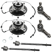 6-Piece Kit Front, Driver and Passenger Side, Inner and Outer Suspension Kit, Four Wheel Drive, Eleventh Digit of VIN is K,N,F, With 6 Stud Hub,  Includes (4) Tie Rod End and (2) Wheel Hub
