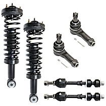 6-Piece Kit Front, Driver and Passenger Side Suspension Kit, Includes (2) Loaded Strut, (2) Sway Bar Link, and (2) Tie Rod End