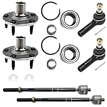 6-Piece Kit Front, Driver and Passenger Side Suspension Kit, Includes (4) Tie Rod End and (2) Wheel Hub