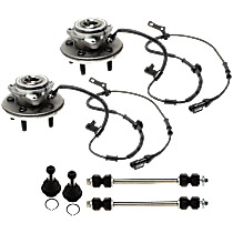 6-Piece Kit Front, Driver and Passenger Side Suspension Kit, Contains Oversized 7/16 (in) Bolt for Durability, includes (2) Ball Joint, (2) Sway Bar Link, and (2) Wheel Hub