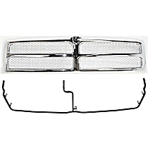 2-Piece Kit, Grille Chrome Shell with Painted Silver Insert, Includes (1) Grille Assembly and (1) Grille Bracket