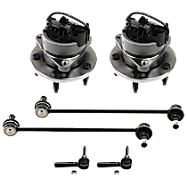 6-Piece Kit Front, Driver and Passenger Side Suspension Kit, Includes (2) Sway Bar Link, (2) Tie Rod End, and (2) Wheel Hub