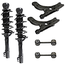 6-Piece Kit Front, Driver and Passenger Side Suspension Kit, Includes (2) Control Arm, (2) Loaded Strut, and (2) Sway Bar Link