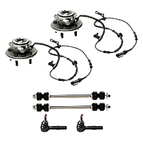6-Piece Kit Front, Driver and Passenger Side Suspension Kit, Includes (2) Sway Bar Link, (2) Tie Rod End, and (2) Wheel Hub