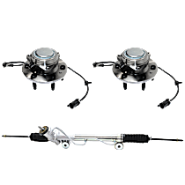 3-Piece Kit Front, Driver and Passenger Side Suspension Kit, with Steering Rack and Wheel Hub