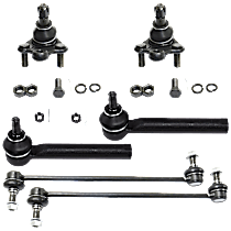 6-Piece Kit Front, Driver and Passenger Side Suspension Kit, North American Production Identified By 1st Digit of Vin 1,2,3,4,5,  Includes (2) Ball Joint, (2) Sway Bar Link, and (2) Tie Rod End