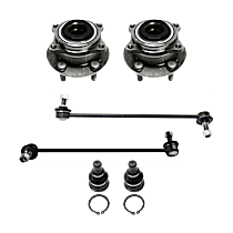 6-Piece Kit Front, Driver and Passenger Side Suspension Kit, Includes (2) Ball Joint, (2) Sway Bar Link, and (2) Wheel Hub