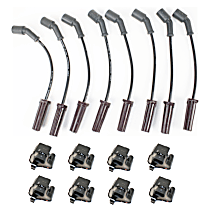16-Piece Kit Spark Plug Wire, For Models With Square Coil, Kit, includes (8) Ignition Coil and (1) Spark Plug Wire