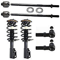 6-Piece Kit Front Suspension with Loaded Struts, and Tie Rod Ends