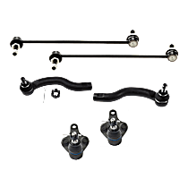6-Piece Kit Front, Driver and Passenger Side, Inner and Outer, Lower Tie Rod End, includes (2) Ball Joint, (2) Sway Bar Link, and (2) Tie Rod End