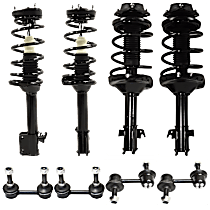 8-Piece Kit Front and Rear, Driver and Passenger Side Fully Loaded Strut, Excludes Load Leveling Suspension,  Includes (4) Loaded Strut and (4) Sway Bar Link