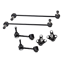 6-Piece Kit Front and Rear, Driver and Passenger Side, Lower Ball Joint,  Includes (2) Ball Joint, (2) Sway Bar Link, and (2) Tie Rod End