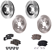 Front and Rear Brake Disc and Pad Kit, Plain Surface 5 Lugs