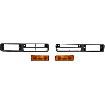 4-Piece Kit, Front, Driver and Passenger Side Turn Signal Light, With bulb(s), Includes (2) Fog Light Trim and (2) Turn Signal Light