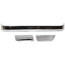 3-Piece Kit Step Bumper, For Models Without Fender Flares and Without Sport Package, Chrome, Face Bar Only; With pad provision, Without mounting bracket(s),  Includes Face Bar and Bumper End(s)