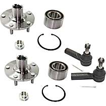 4-Piece Kit Front, Driver and Passenger Side Wheel Hub, 5 Lugs, With Bearing,  Includes (2) Tie Rod End and (2) Wheel Hub