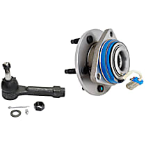 2-Piece Kit Rear, Driver or Passenger Side Wheel Hub,  Steel Wire Clip - Bearing Flange Mounting Holes Threaded, AWD, 5 Lugs, With Bearing, With Sensor,  Includes (1) Tie Rod End and (1) Wheel Hub