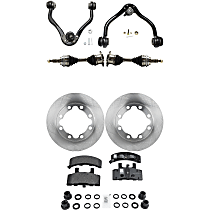 8-Piece Kit Front, Driver and Passenger Side Axle Assembly, With 8600 lb. Gross Vehicle Weight (Gvw), New, includes (2) Axle Assembly, (2) Brake Disc, (1) Brake Pad Set, and (2) Control Arm
