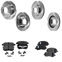 Front and Rear Brake Disc and Pad Kit, Plain Surface, 5 Lugs, Ceramic, 262mm Rear Disc, 295mm Front Disc, Code BRF, BR3, Pro-Line Series