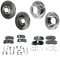 8-Piece Kit Front and Rear Brake Disc and Pad Kit, Plain Surface, 5 Lugs, Ceramic, AWD,  Turbocharged, GSX, 2.0L 4Cyl, Pro-Line Series  Includes (4) Brake Disc and (2) Brake Pad Set