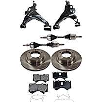 8-Piece Kit Front, Driver and Passenger Side, Lower Control Arm Kit, 4WD, Supplied with Standard Neoprene Outboard Boot,  Includes (2) Axle Assembly, (2) Brake Disc, (1) Brake Pad Set, and (2) Control Arm