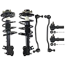 6-Piece Kit Front, Driver and Passenger Side Suspension with Loaded Strut, Sway Bar Link, and Tie Rod End