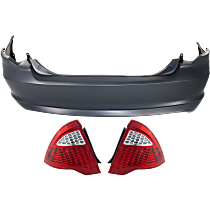 3-Piece Kit Rear Primed Bumper Cover,  Includes (1) Bumper Cover and (2) Tail Light