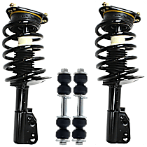 4-Piece Kit Front, Driver and Passenger Side Fully Loaded Strut,  Includes (2) Loaded Strut and (2) Sway Bar Link