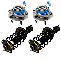 4-Piece Kit Front, Driver and Passenger Side Suspension with Shock Absorber and Strut Assembly and Wheel Hub
