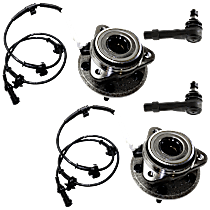 4-Piece Kit Front, Driver and Passenger Side Suspension Kit, AWD, includes (2) Tie Rod End and (2) Wheel Hub