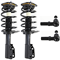 4-Piece Kit Front, Driver and Passenger Side Suspension with Shock Absorber and Strut Assembly and Tie Rod End