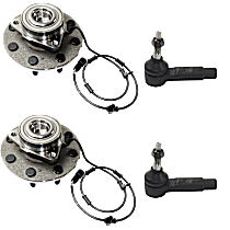 4-Piece Kit, Front, Driver And Passenger Side Suspension Kit, includes Tie Rod End And Wheel Hub
