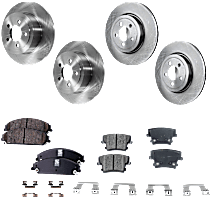 8-Piece Kit Front and Rear Brake Disc and Pad Kit, Plain Surface, 5 Lugs, AWD, FLEX, 344.93 mm Front Disc and 320.04 mm Rear Disc,  Includes (4) Brake Disc and (2) Brake Pad Set