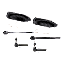 6-Piece Kit Front, Driver and Passenger Side, Inner and Outer Tie Rod End,  Includes (4) Tie Rod End and (2) Steering Rack Boot
