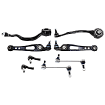 8-Piece Kit Front, Driver and Passenger Side, Lower, Frontward and Rearward Control Arm with Sway Bar Links and Tie Rod Ends