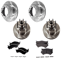 Front and Rear Brake Disc and Pad Kit, Plain Surface, Vented, 5 Lugs, 13.03 in. Front/12.83 in. Rear Disc Diameter, Pro-Line Series