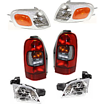 Driver and Passenger Side Tail Light Kit, With bulb(s), Halogen, includes Corner Lights and Headlights