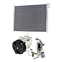 3-Piece Kit A/C Compressor, 8-Groove Pulley, includes A/C Condenser, and A/C Service Kit (A/C Accumulator, A/C Orifice Tube, and A/C O-Ring and Gasket Seal Kit)