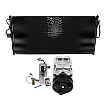 3-Piece Kit A/C Compressor Kit, 4.2L 6Cyl, OHV, With Clutch, 6-Groove Pulley,  Includes (1) A/C Compressor, (1) A/C Condenser, and (1) A/C Service Kit (A/C Accumulator, A/C Expansion Valve, A/C Orifice Tube, and A/C O-Ring and Gasket Seal Kit