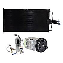 3-Piece Kit A/C Compressor Kit, 5.4L 8Cyl, SOHC, With Clutch, 6-Groove Pulley,  Includes (1) A/C Compressor, (1) A/C Condenser, and (1) A/C Service Kit (A/C Accumulator, A/C Orifice Tube, and A/C O-Ring and Gasket Seal Kit)