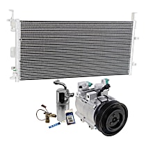 3-Piece Kit A/C Compressor, 6-Groove Pulley, includes A/C Condenser, and A/C Service Kit (A/C Expansion Valve, A/C Receiver Drier, and A/C O-Ring and Gasket Seal Kit)
