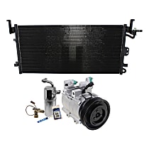 A/C Compressor Kit, 6-Groove Pulley, includes A/C Condenser, and A/C Service Kit (A/C Expansion Valve, A/C Receiver Drier, and A/C O-Ring and Gasket Seal Kit)
